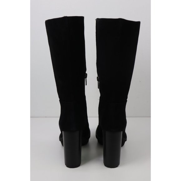 NWT Vince Camuto Eshitana Platform Boot Suede Mid Calf Lugged Sole Heels Black 8 - Picture 8 of 9